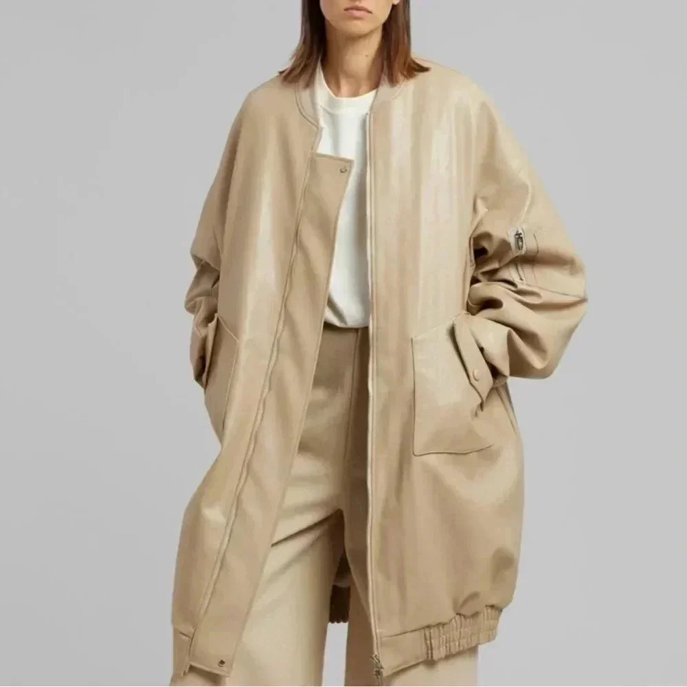 THE FRANKIE SHOP Oversized faux leather bomber jacket